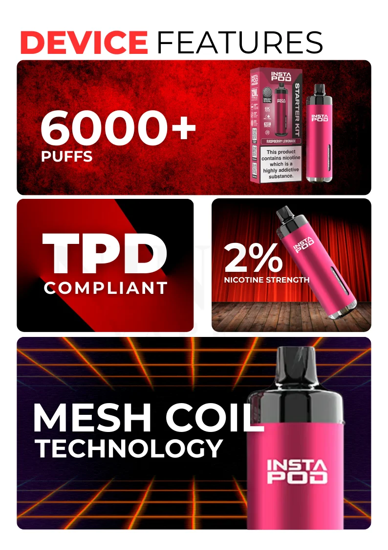 Specifications of Insta Pod 6000 Puffs