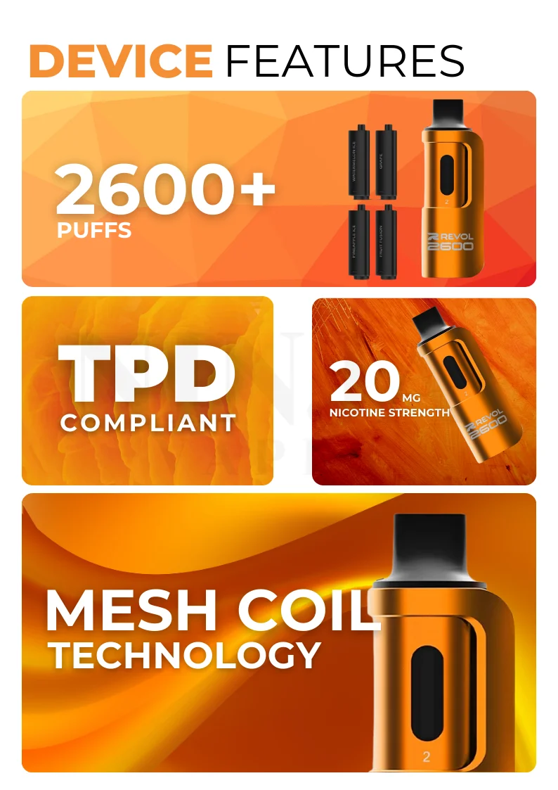 Specifications of Revol 2600 4-in-1 Disposable 2600 Puff