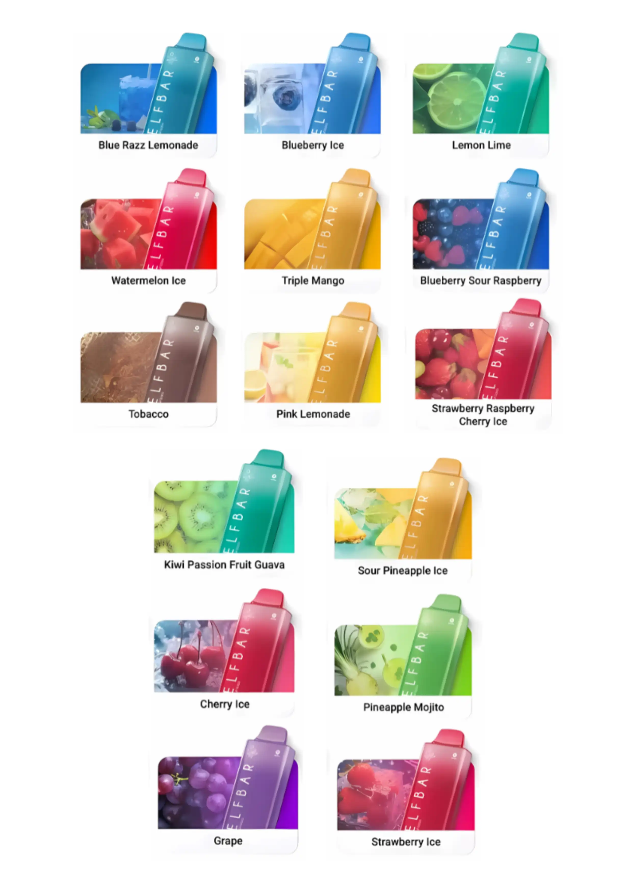 The Elf Bar AF5000 Pod Kit Flavours