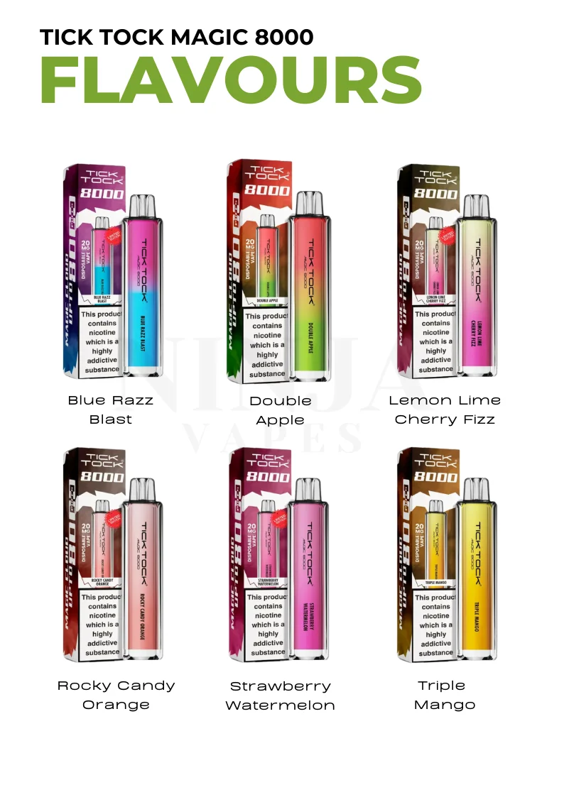 Tick Tock Magic 8000 Puffs Vape Flavours