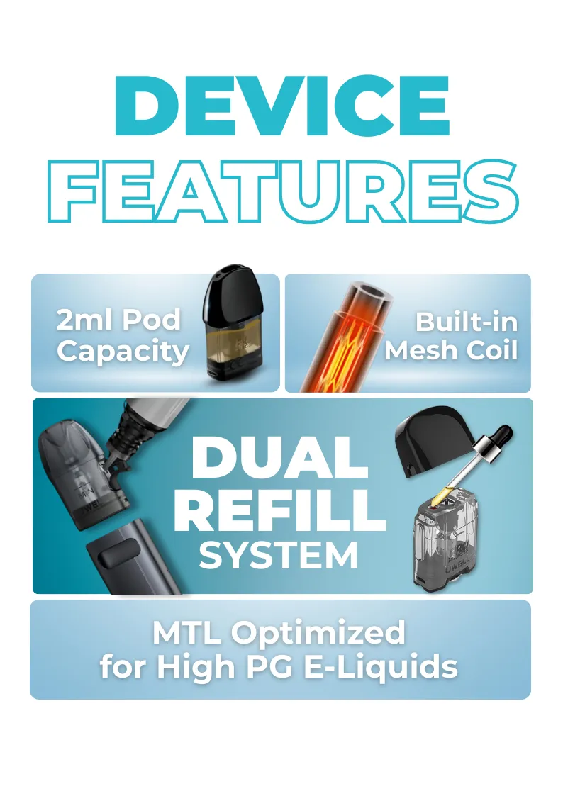 Uwell Caliburn A2 A2S Refillable Pods Key Features