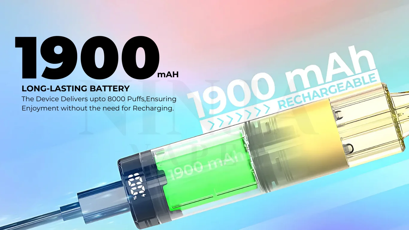 Uwell Viscore 8000 Has 1900 mAh Rechargeable Battery
