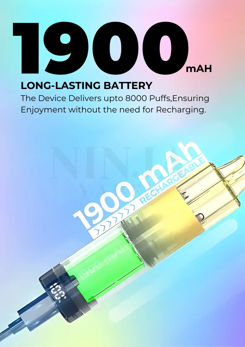 Uwell Viscore 8000 Has 1900 mAh Rechargeable Battery
