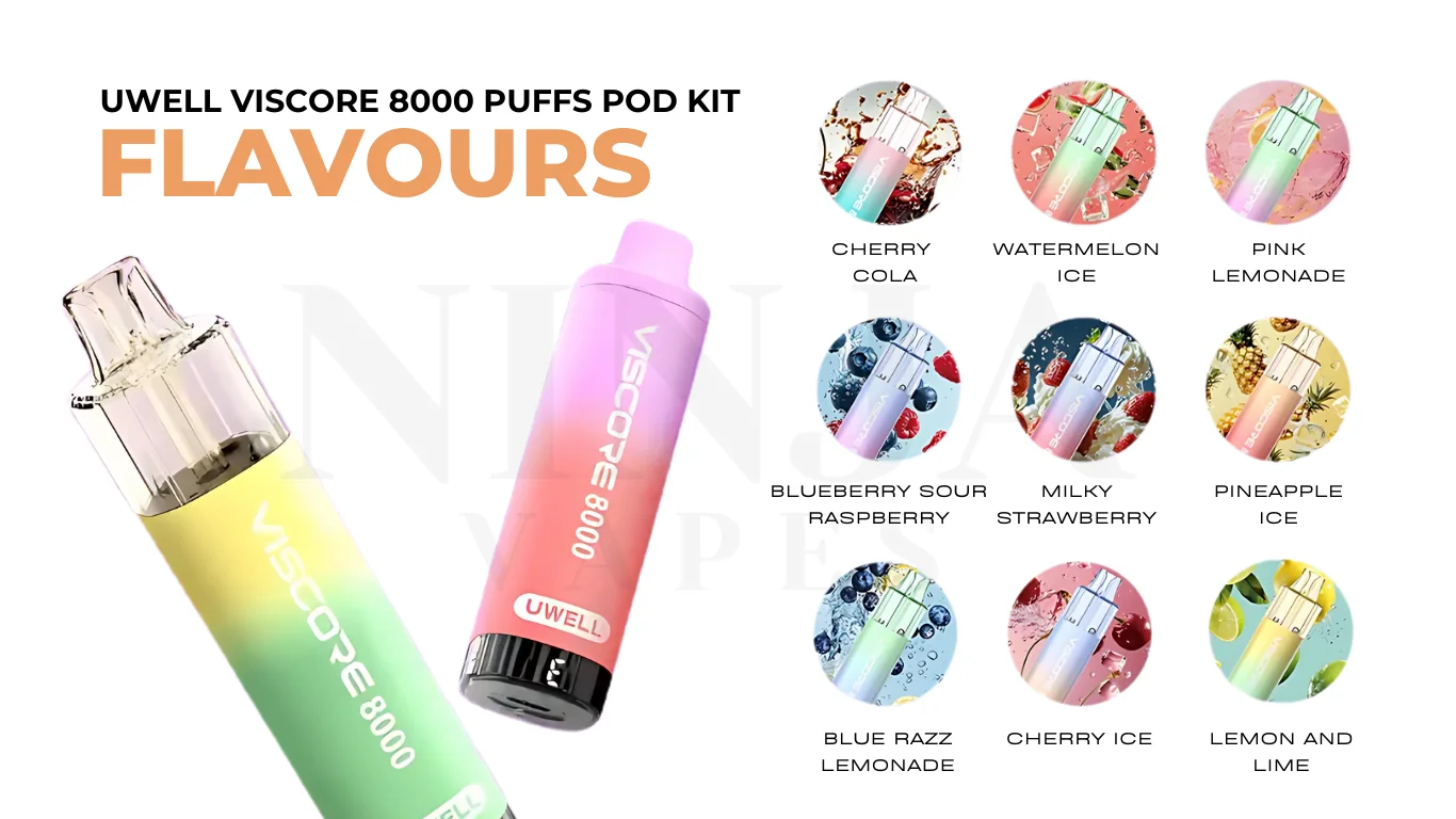 Uwell Viscore 8000 Puffs Pod Kit Flavors