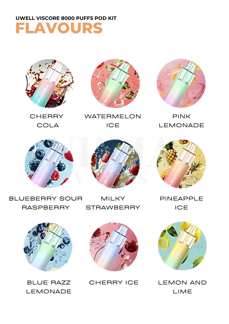 Uwell Viscore 8000 Puffs Pod Kit Flavors