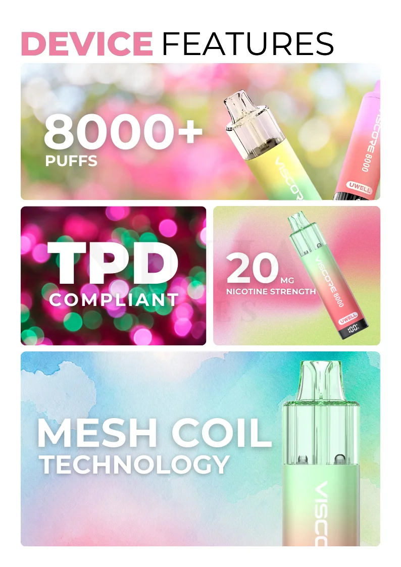 Uwell Viscore 8000 Puffs Pod Kit - Product Specifications