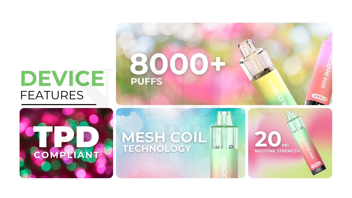 Uwell Viscore 8000 Puffs Pod Kit - Product Specifications