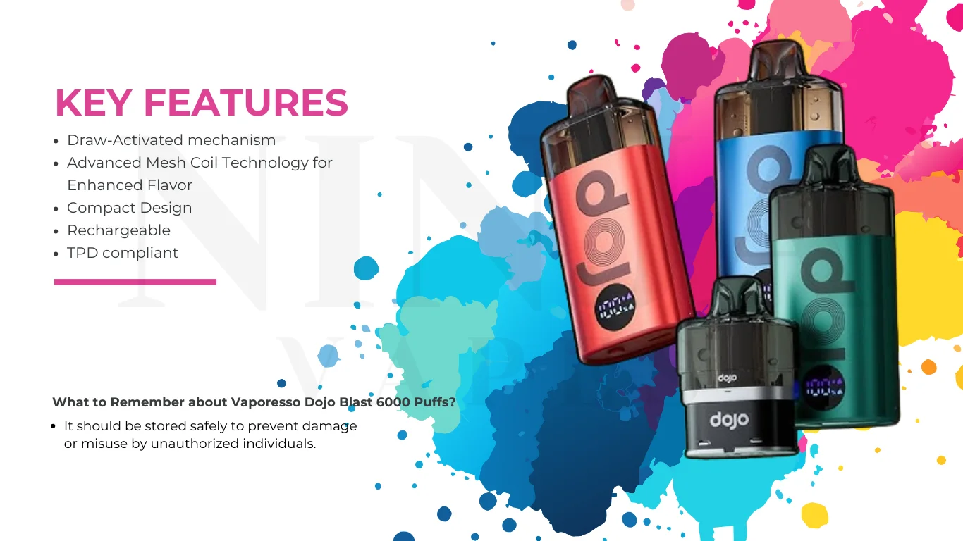 Vaporesso Dojo Blast 6000 Puffs Key Features