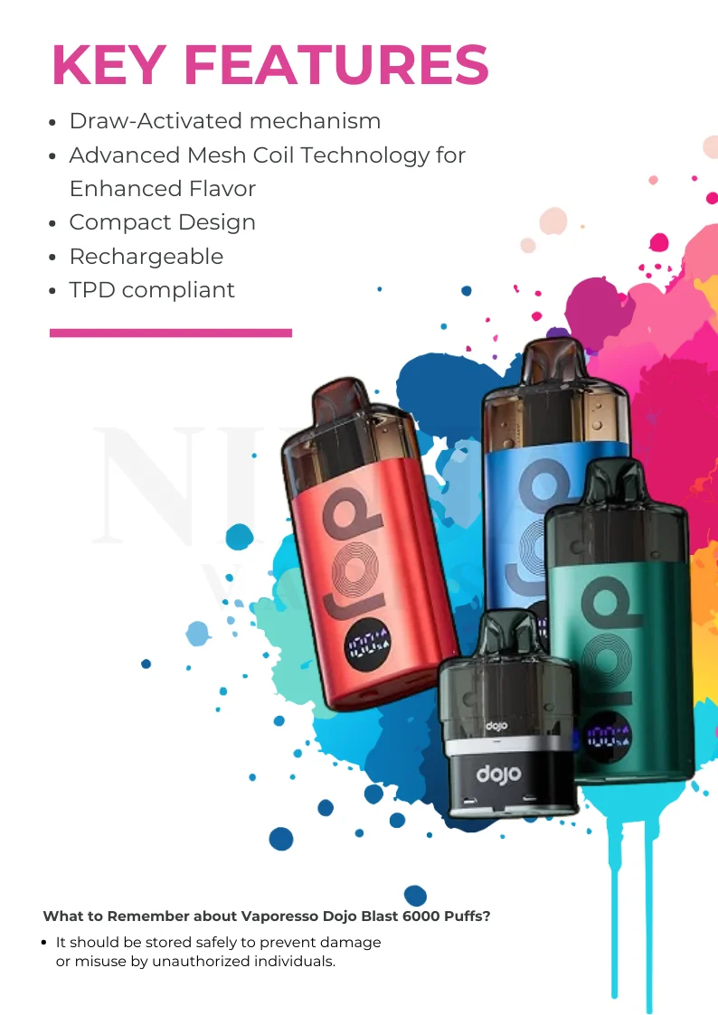 Vaporesso Dojo Blast 6000 Puffs Key Features